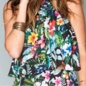 Show Me Your MuMu Floral Halter Jumpsuit in Black with Multicolor Floral Print